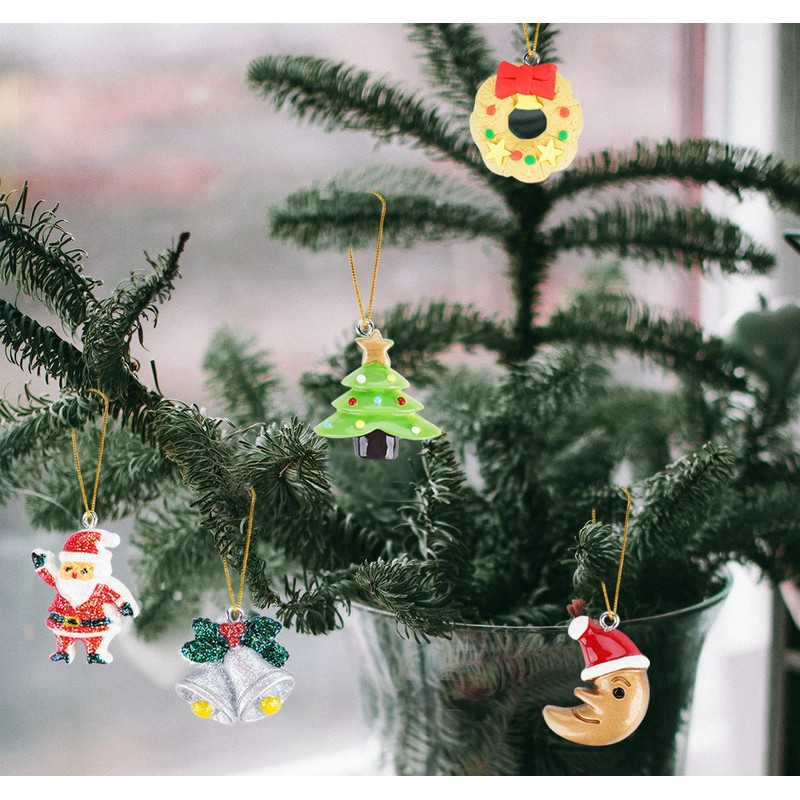 36Pcs Mini Christmas Ornaments Resin DIY Christmas Tree Hanging Decorations