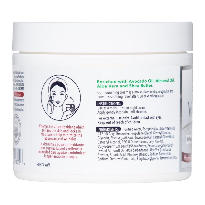 De La Cruz Vitamin E Cream FRAGRANCE FREE Moisturizer for