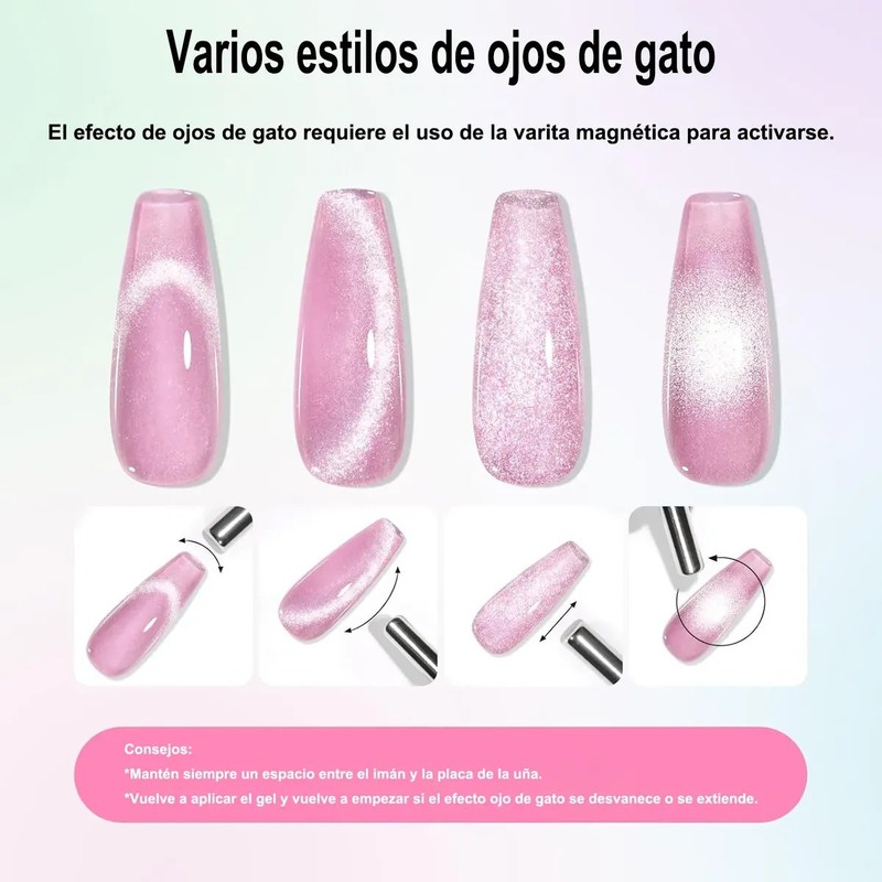 6 Uds 9d Cristal Holográfico Efecto Ojo De Gato Esmalteimán