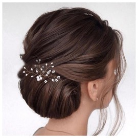 Allereyae Crystal Pearl Wedding Hairpins Barrette Rhinestone Pearl Flower Hair Pins Barrette Gold CZ Pearl Bling Bridal Headpieces Decorative Head Clip Pins Headwear Bridal Hair Accessories for Women