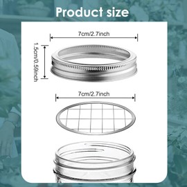 10 Pack Mason Jar Flower Frog Lid Mason Grid Flower Organizer Lid Insert for Valentine's Day Home Kitchen Office Regular Mouth Mason Canning Jars Accessories, 70 mm