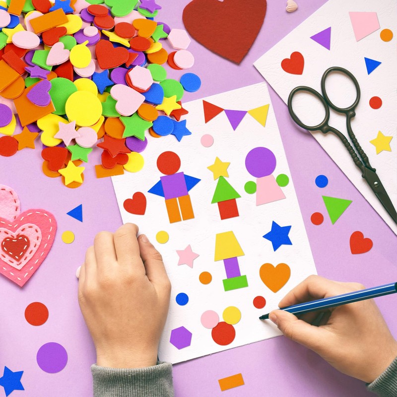 1218 Pcs Foam Stickers 7 Colors Self Adhesive Foam Shapes