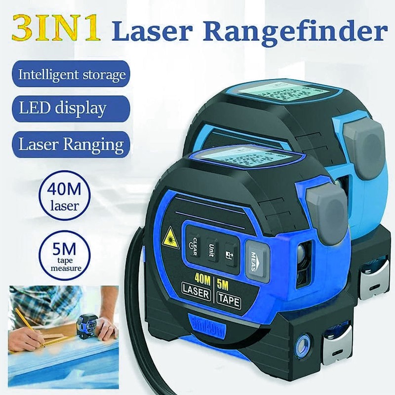 3 In 1 Digital Tape Measure Blue High Elasticity Accurate