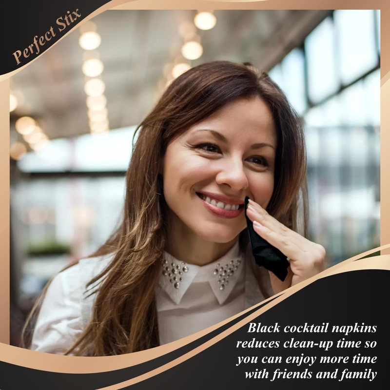 Perfect Stix - 2 Ply Black Napkin-100ct Paper Cocktail Beverage