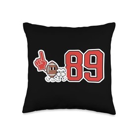 Retro Football Player Apparel Retro Red Foam Finger Football Player #89 Throw Pillow, 16x16, Multicolor
