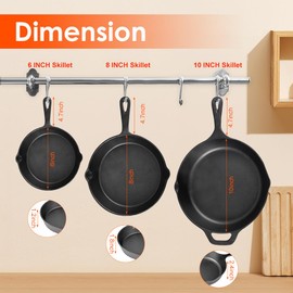 Pre-Seasoned Cast Iron Skillet Set of 3 | 6", 8" & 10" Cast Iron Frying Pans with 3 Heat-Resistant Holders - Indoor and Outdoor Use - Oven Grill Stovetop Induction Safe Cookware