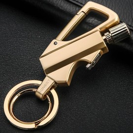 3-in-1 Keychain, Multi-functional Keychain, Bottle Opener, Permanent Unlimited Burner, Reusable Waterproof Igniter, Suitable for outdoor survival, parties, travel, dinner, etc., a multi-functional product for men. gift idea (Does not contain kerosene):_ÔºàoilÔºâgold