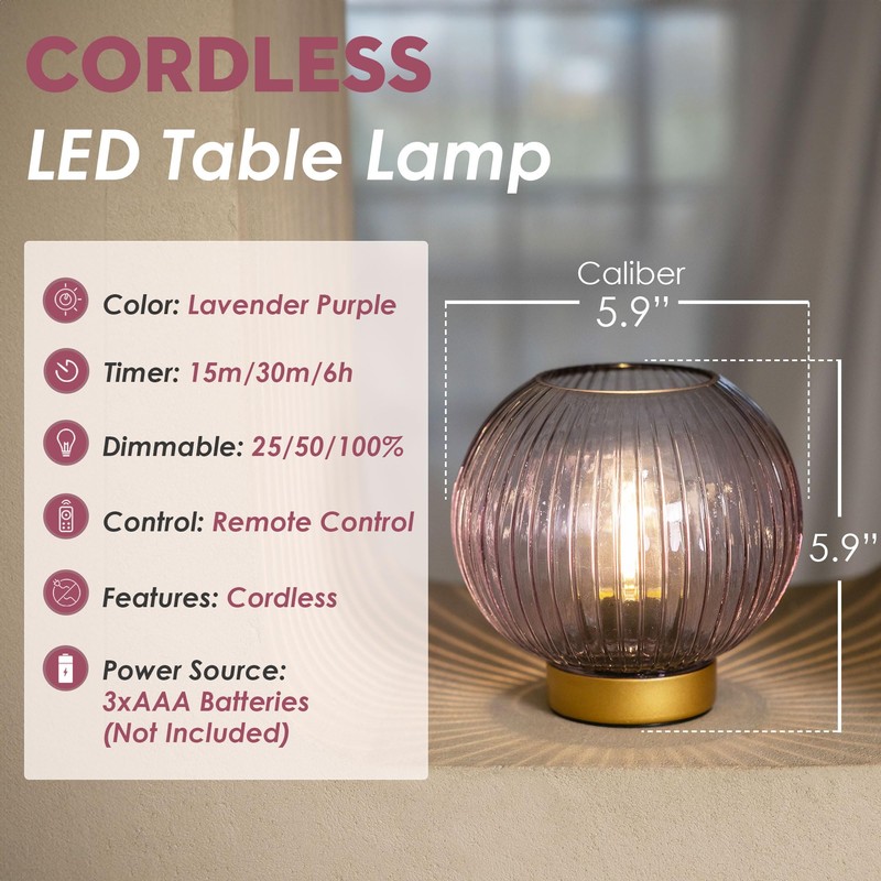 ULAROOM Battery Operated Lamp with Remote Control, Cordless Table Lamps