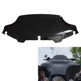 H RUO Black 6 inch Wave Windshield Windscreen for Harley Touring Electra Street Glide FLHX FLHT 1996-2013