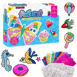 Foil Art Kit for Kids - Foil Fun Craft Kits & Supplies, No Mess Art for Kids, Foil Foam Stickers Art Craft Activity for Kids, DIY Creative Activity Birthday Christmas Gift Travel Toys for Girls Boys