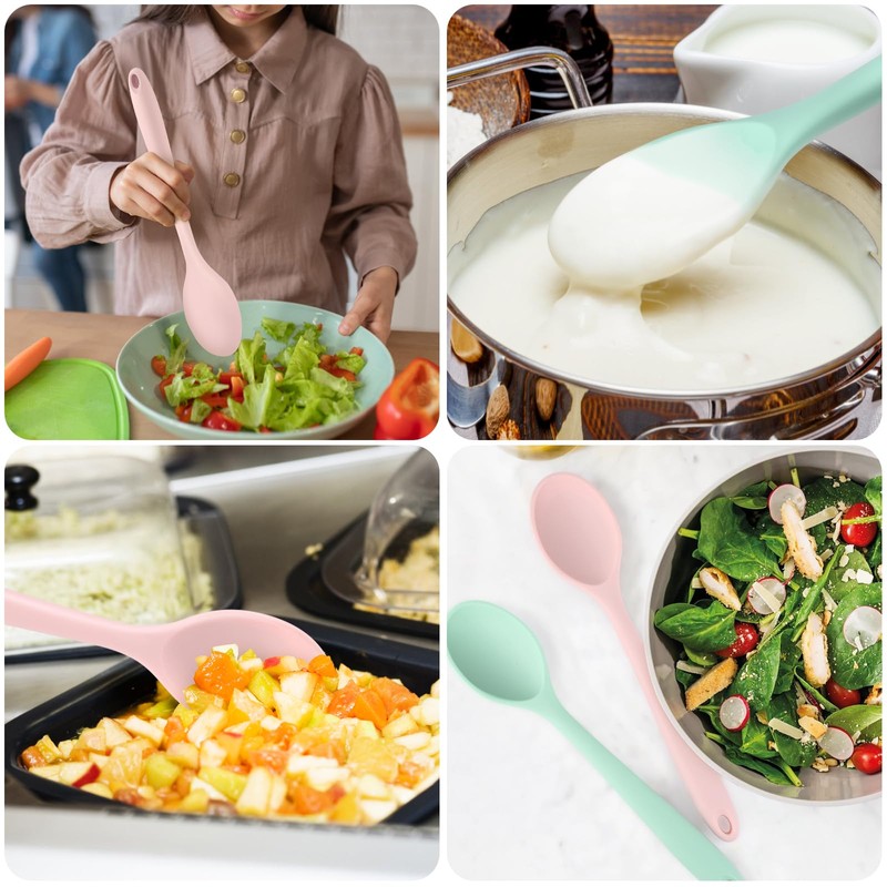 Armrouns Silicone Mixing Spoons 2-Pack, 10.8" Large High Heat Resistant