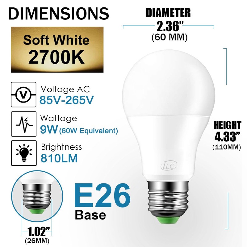 HEKEE Dusk to Dawn Sensor Light Bulbs LED A19 810