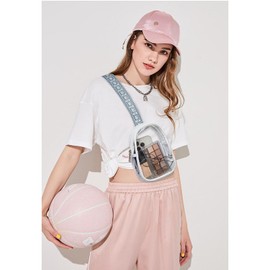 Telena - Riñonera transparente aprobada por el estadio, bolso bandolera transparente para mujer, transparente, blanco, (0-white), Pequeño, Elegante