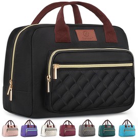 Genteen Lunch Box for Women Men,Insulated Adult LunchBox for Women,Reusable Cute Lunch Bags for Work,High Capacity Cooler Bag Tote for Work Teens Girls Office Travel Picnic School-Black