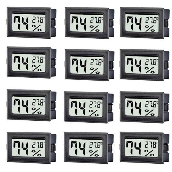 TASOGEN 12 Pack Mini Digital Hygrometer Thermometer,Indoor Temperature and Humidity