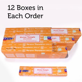 Satya Sai Baba Nag Champa Incense Sticks - Hand Rolled & Non-Toxic - Perfect for Meditation and Yoga - Home Fragrance Gift Pack - 15g, Set of 12 Packs (Divine Temple)