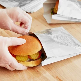 Foil Hamburger Wrappers - 100 ct. - Grease resistant Hamburger Bags keep your Cheeseburgers and Sandwiches Hot and your Guests and Customers Hands Clean.
