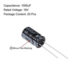 uxcell 1000uF 16V Capacitor, Aluminum Electrolytic Capacitors 105C High Temp 25pcs