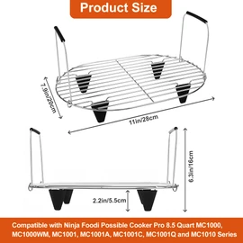 Roast and Steamer Rack Compatible with Ninja Foodi Possible Cooker Pro 8.5Qt MC1000, MC1001, MC1010 Slow Cooker, Stainless Steel Crock Pot Accessories with Silicone Protected Feet Handles