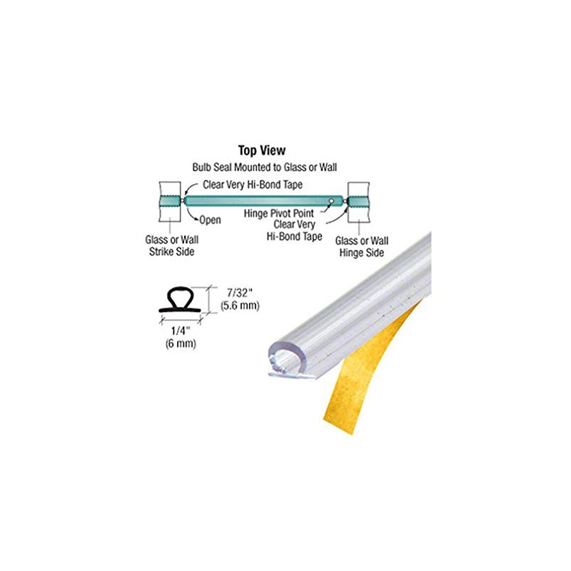 CRL Shower Door Translucent Vinyl Bulb Seal with Pre-Applied Tape
