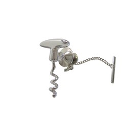 Kiola Designs Silver Toned Wine Cork Screw Tie Tack