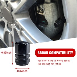 8 PCS Car Tire Valve Stem Caps, Aluminum Alloy Wheel Valve Covers with Rubber O-Ring, Corrosion Resistant Leak-Proof Tire Air Cap Set, Universal for SUV, Truck, Motorcycle, Bike (Black)