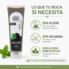 Crema Dental Natural LIBRE DE FLUOR Artesanal de Carbon activado-Sin Fluor, Gluten, Sulfatos (SLS), Parabenos, Petrolatos, Triclosan, Azucar- Bienesta