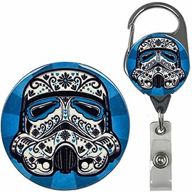Candy Skull Star War Movie Character Real Charming Metal Carabiner ID Badge Holder Badge Reel (Storm MC)