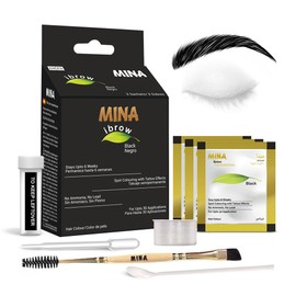 MinaiBrow Instant Hair Dye Kit Black | Natural Spot Coloring Tinting Powder with Duo Angled Brush, Water & Smudge Proof | 100% Grey Coverage Upto 30 Applications