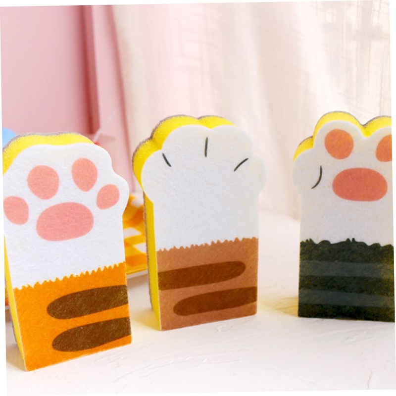 Outanaya 3 Pack Kitchen Scouring Pad Dishwasher Sponge Cat Claw