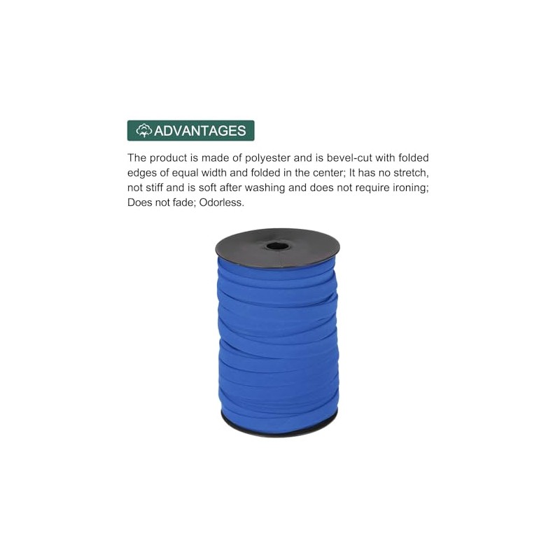 MECCANIXITY 1/2 Inch Double Fold Bias Tape Polyester Continuous Bulk