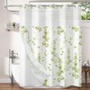 Green Leaves Shower Curtain No Hooks with Snap-in Fabric Liner
