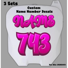 Custom Racing Number Sticker Vinyl Decals 3 Sets For MX Dirt Bike Motorcycle - Light Border