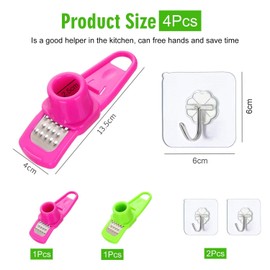 2 Pieces Garlic Grater, 2 Pieces Transparent Hooks, Garlic Grater, Creative Mini Grater, Kitchen Aid