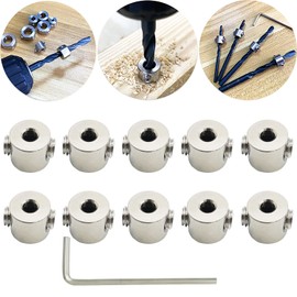 Depth Stop Rings Set, CESFONJER Depth Limiter Drill Ring Positioner (ID: 3 mm, 10 Pieces) with Hex Key for Drill Woodworking