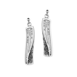ORTAK 925 Sterling Silver Handmade Long Drop Earrings | Hand Oxidised | Art Nouveau Inspired | High Polished | Fine Jewellery | Made In Scotland