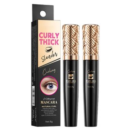 2PC Schwarze Wimperntusche, für Volumen und Definition, Volumengebend, Stereoscopic Fibrous Eye Black Mascara, Mascara mit Wimpernverlängerndem Effekt, Für volle Wimpern ohne zu Verkleben