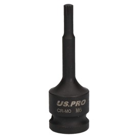 M6 x 78mm Spline Bit Triple Square Impacted Extra Long 1/2” Drive Male Socket
