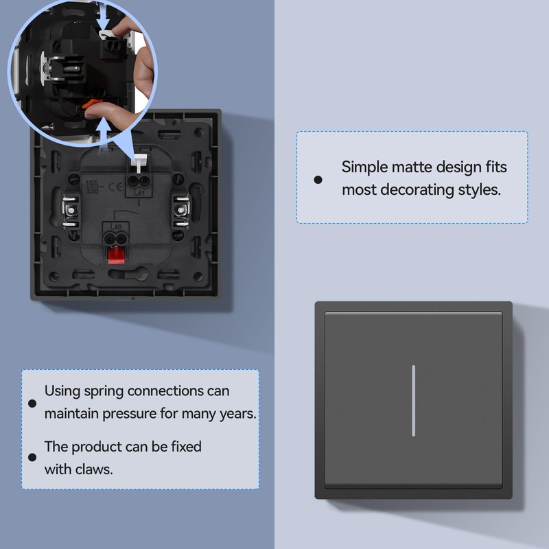 MVAVA Light Switch Single 1 Way Light Switch Flush-Mounted with