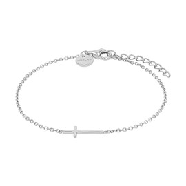 NOELANI Women's 925 Sterling Silver Bracelet, 16 + 3 cm, Gold, Cross, Comes in Jewellery Gift Box, Sterling Silver, None