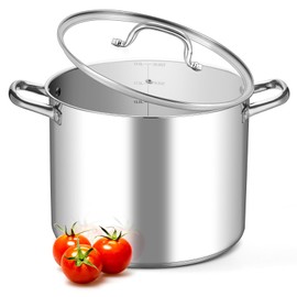Leonyo 20QT Stock Pot, 18/10 Stainless Steel Soup Pot With Lid, Heavy Duty Induction Pot Compatible with All Stoves, Food Grade Cookware for Pasta, Seafood, Spaghetti, Non Stick & Tri-Ply Base