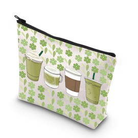 G2TUP Matcha Makeup Bag Matcha Latte Lover Gift Matcha Green Tea Gifts Matcha Drink Lover Zipper Pouch (Green Matcha CA)