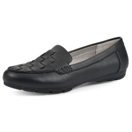 CLIFFS BY WHITE MOUNTAIN Women's Giver Cushioned Loafer Flat, Black/Tumbled/Smooth, 11 W