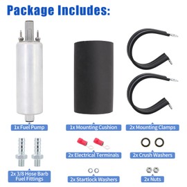 Tektall - Bomba de combustible en línea externa GSL392 GSL392-400-939 255LPH Bomba de combustible universal de alta presión con manguera 3/8 accesorios de combustible