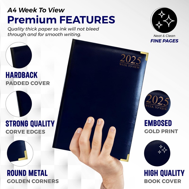 G4GADGET 2025 A4 Week To View Blue Diary Week On