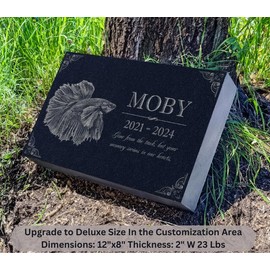 Custom Fish Memorial Stone | Engraved Tribute for Betta, Goldfish, Koi | Tank Mate Commemoration | Aquatic Pet Grave Marker | Decorative Garden | Pond Burial Plaque | Loss of Pet