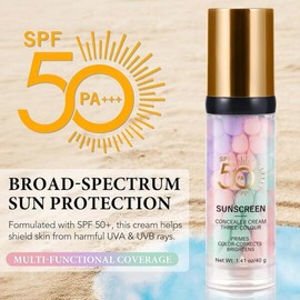 메이크업 전 얼굴용 3 in 1 프라이머, 50 SPF + - 모공 최소화, 수분 공급 및 미백 베이스를 위한 원스텝 컬러 코렉터 페이스 프라이머 3 in 1 Face Primer for Makeup, 50 SPF + - One-Step Color Corrector Face Primer for Pore Minimization, Hydration, and Whitening Base