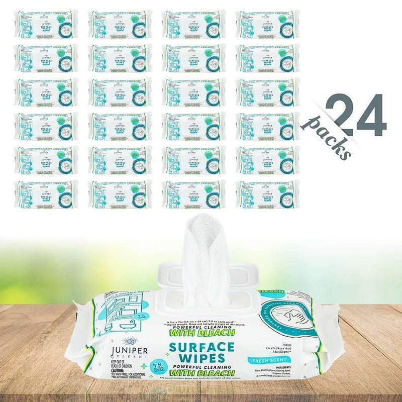 Juniper CLEAN 24 Pack Surface Cleaning Wipes with Bleach, All-Purpose