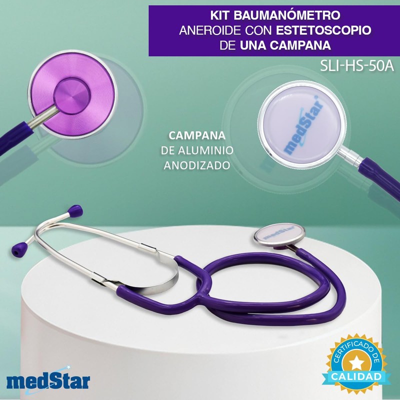 MEDSTAR | Kit Baumanometro Aneroide con Estetoscopio de una Campana