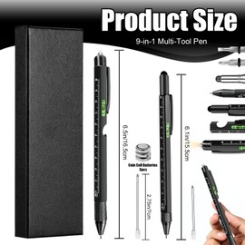 Multitool Pen with LED, Stylus, Level, Screwdriver, 9 in 1 Gadgets Pen, Multitool Hand Pen Tool for Fathers Day Gift, Birthday Gift for Men, Women, Dad, Husband